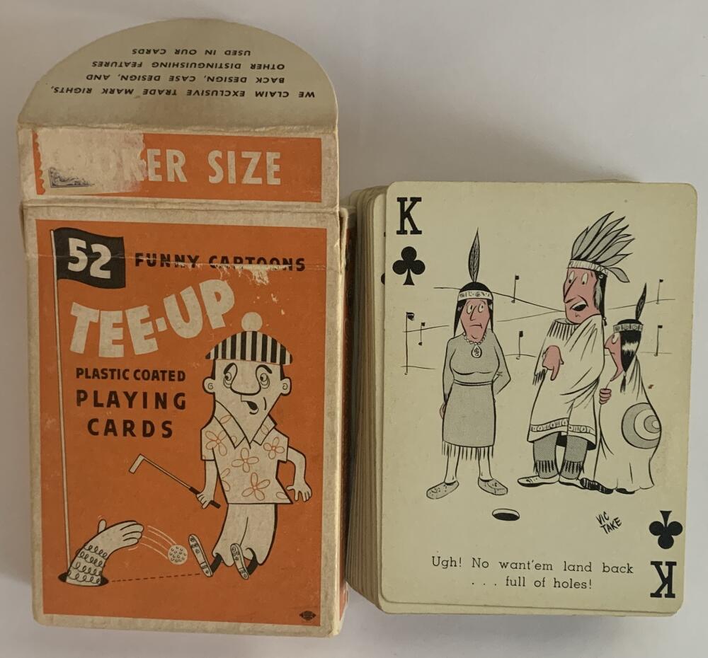Vintage 1950s Tee-Up Golf Funny Cartoon Plastic Playing Cards - Full Deck Image 1