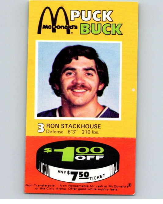 1977-78 McDonald's Puck Buck Hockey  #3 Ron Stackhouse  V54283 Image 1