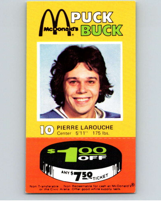 1977-78 McDonald's Puck Buck Hockey  #10 Pierre Larouche  V54288 Image 1