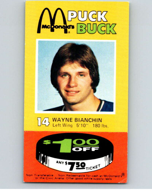 1977-78 McDonald's Puck Buck Hockey  #14 Wayne Bianchin  V54290 Image 1
