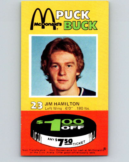 1977-78 McDonald's Puck Buck Hockey  #23 Jim Hamilton  V54294 Image 1