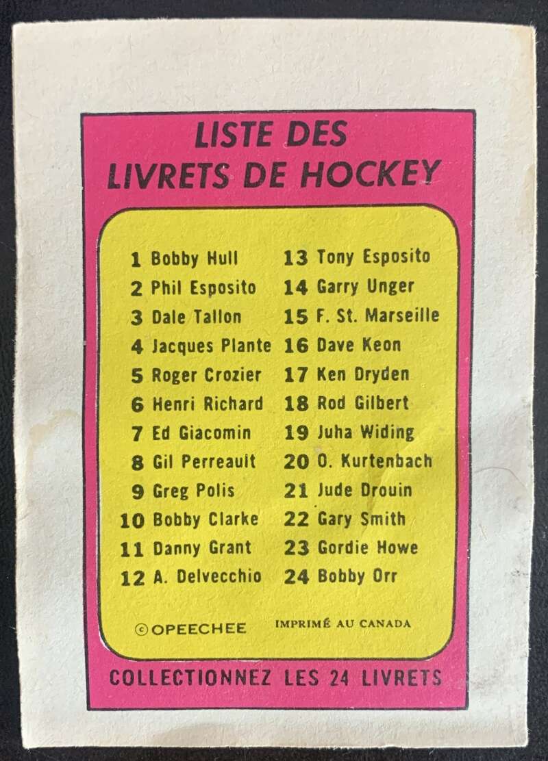 1971-72 O-Pee-Chee Booklets French #2 Phil Esposito    V54300 Image 2