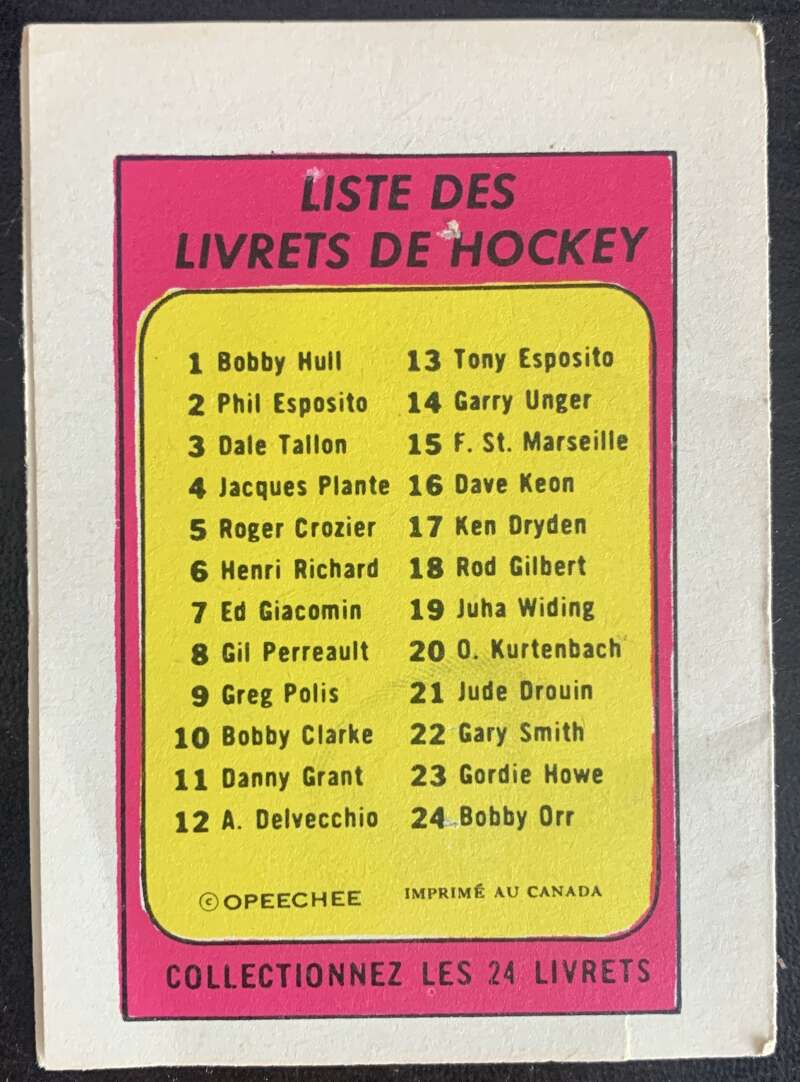1971-72 O-Pee-Chee Booklets French #3 Dale Tallon    V54301 Image 2