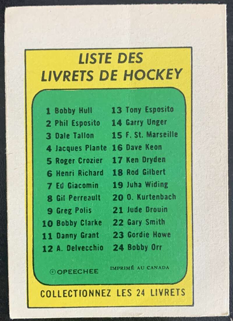 1971-72 O-Pee-Chee Booklets French #4 Jacques Plante    V54304 Image 2