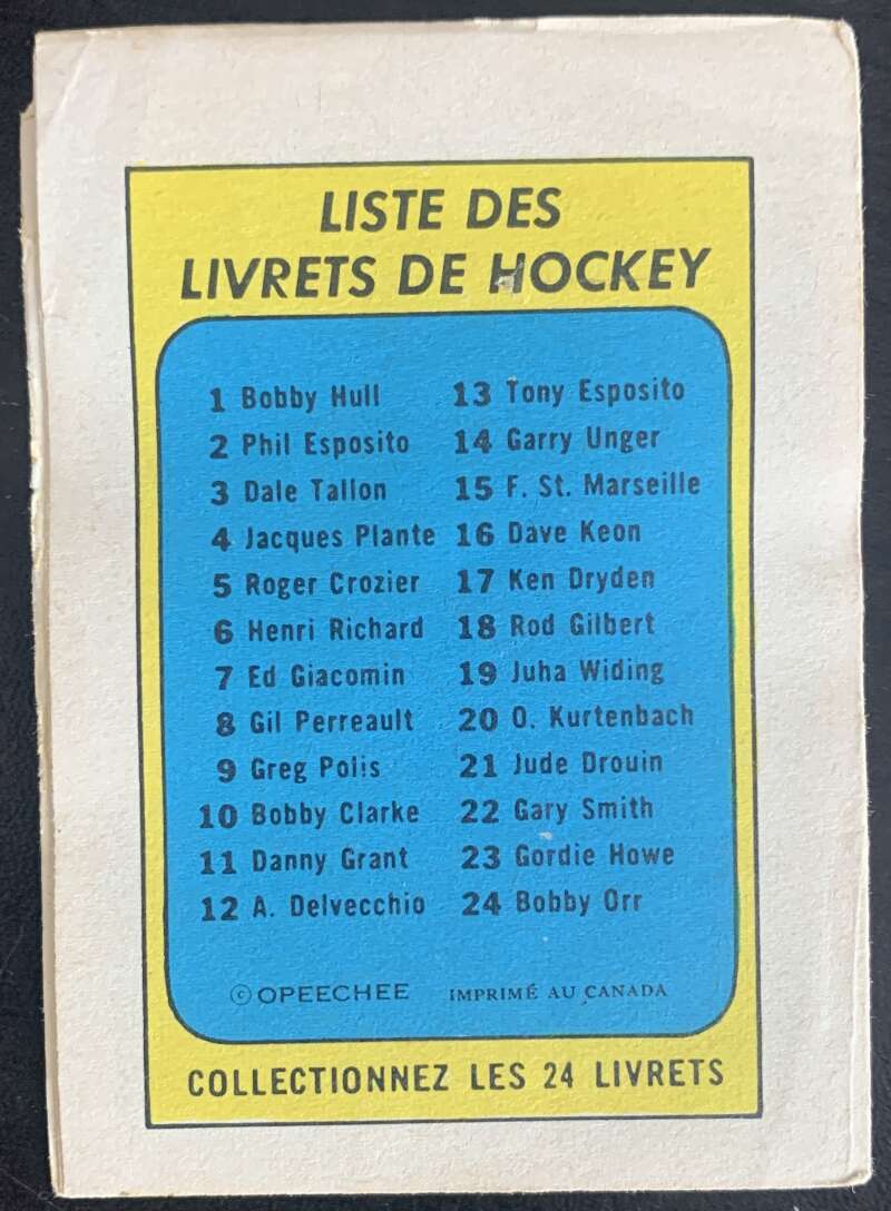 1971-72 O-Pee-Chee Booklets French #5 Roger Crozier    V54307 Image 2