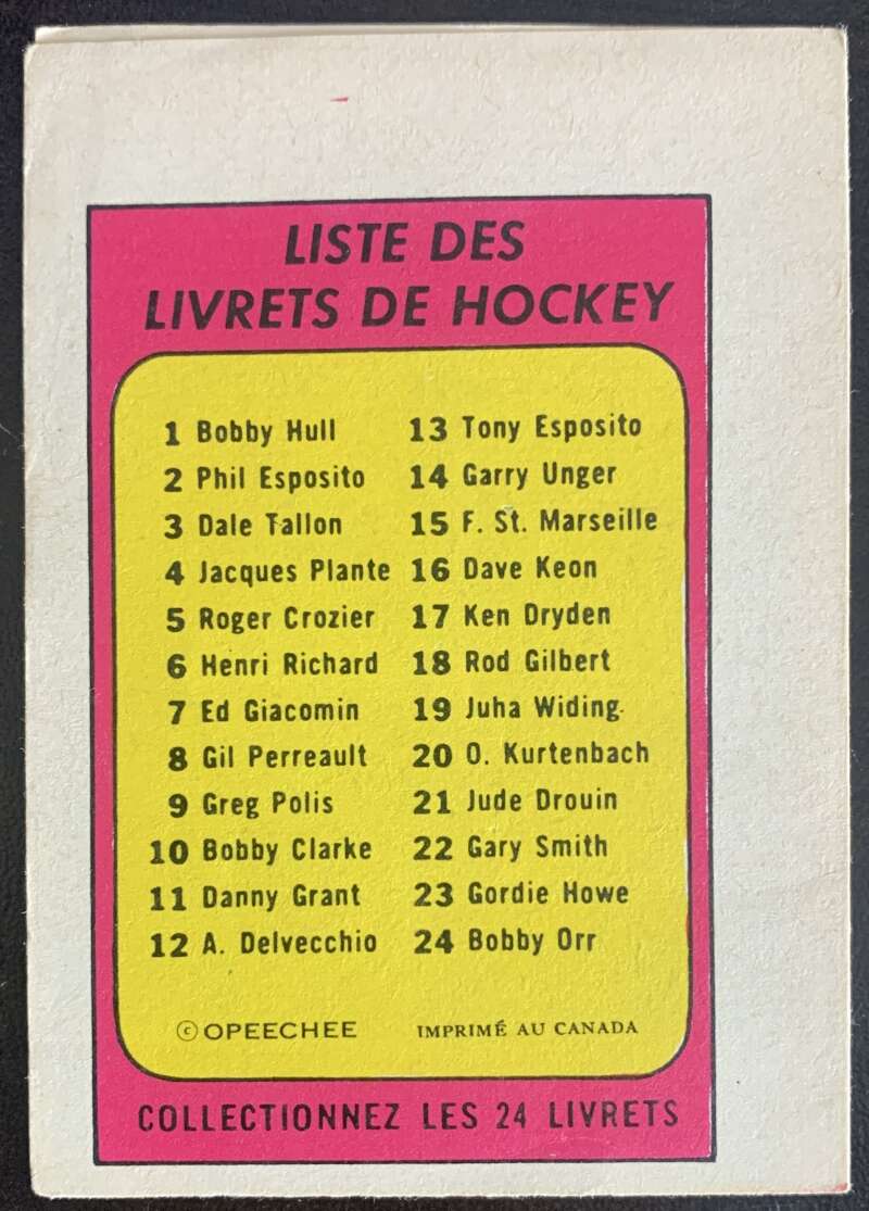 1971-72 O-Pee-Chee Booklets French #7 Ed Giacomin    V54312 Image 2