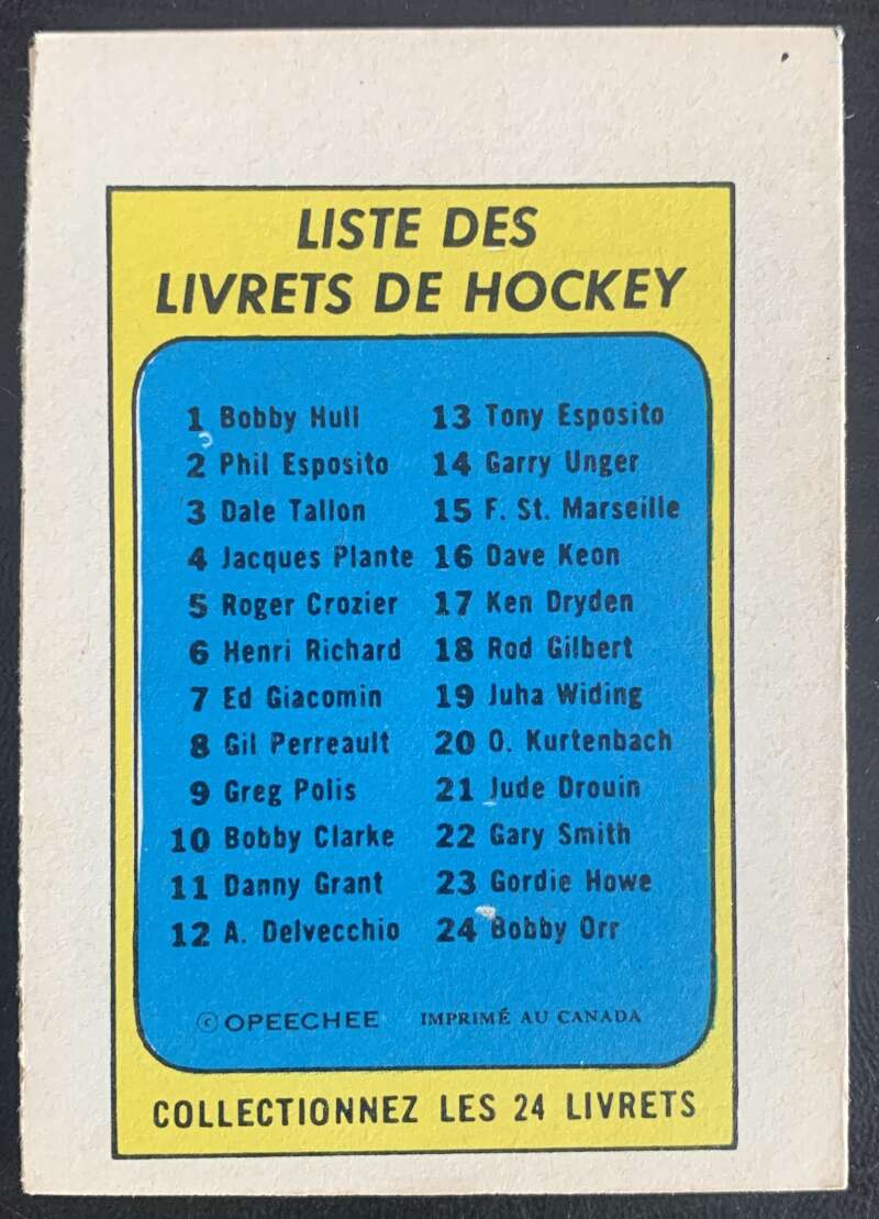 1971-72 O-Pee-Chee Booklets French #13 Tony Esposito    V54323 Image 2