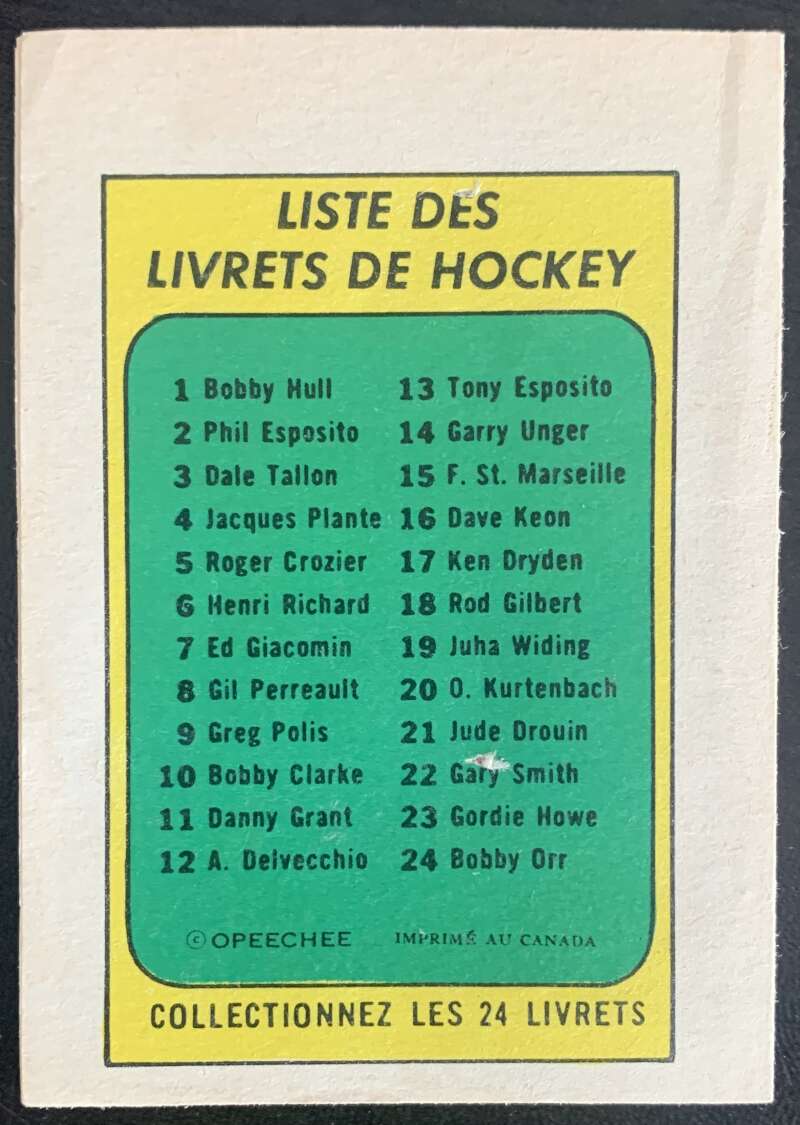 1971-72 O-Pee-Chee Booklets French #20 Orland Kurtenbach    V54339 Image 2