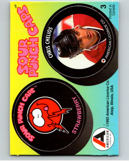 1993 American Licorice Sour Punch Caps #3 Chris Chelios V54397 Image 1