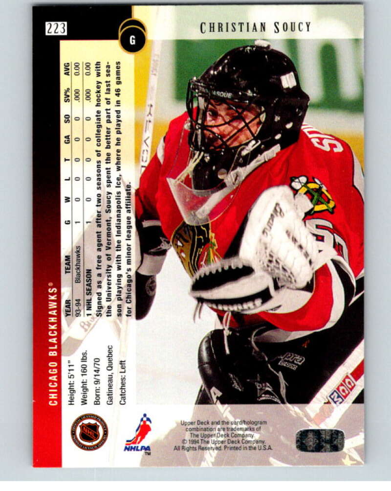 1994-95 Upper Deck Electric Ice #223 Christian Soucy  V54731 Image 2