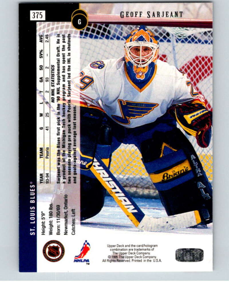 1994-95 Upper Deck Electric Ice #375 Geoff Sarjeant  V54732 Image 2