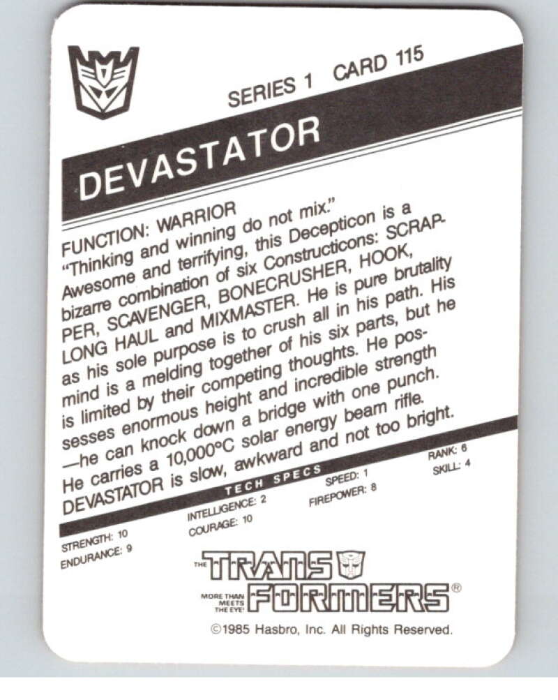 1985 Hasbro Transformers #115A Devestator   V54763 Image 2