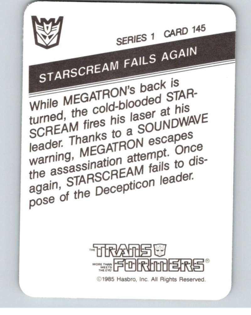 1985 Hasbro Transformers #145 Starscream Fails Again   V54768 Image 2