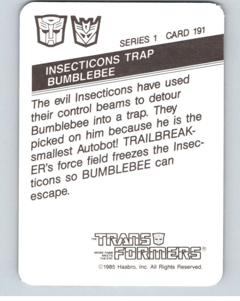 1985 Hasbro Transformers #191 Insecticons Trap Bumblebee   V54792 Image 2