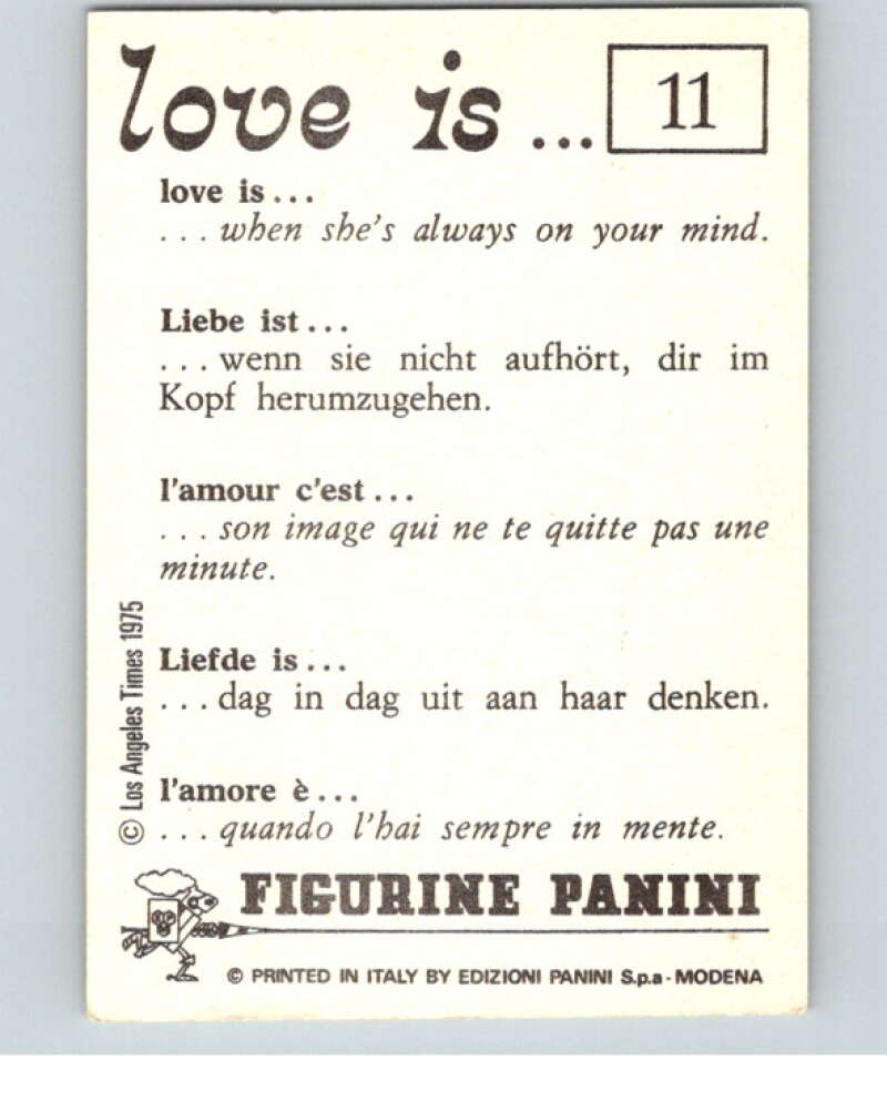1977 Italy Panini Love Is... Albulm Sticker #11 -  V54796 Image 2
