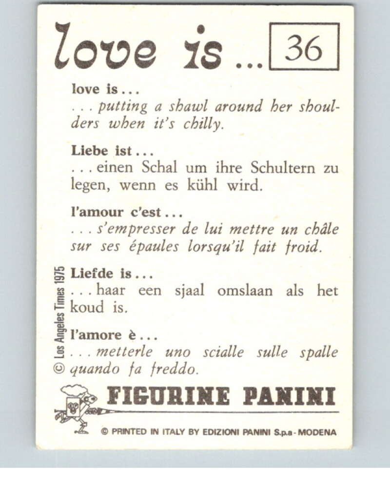 1977 Italy Panini Love Is... Albulm Sticker #36 -  V54804 Image 2