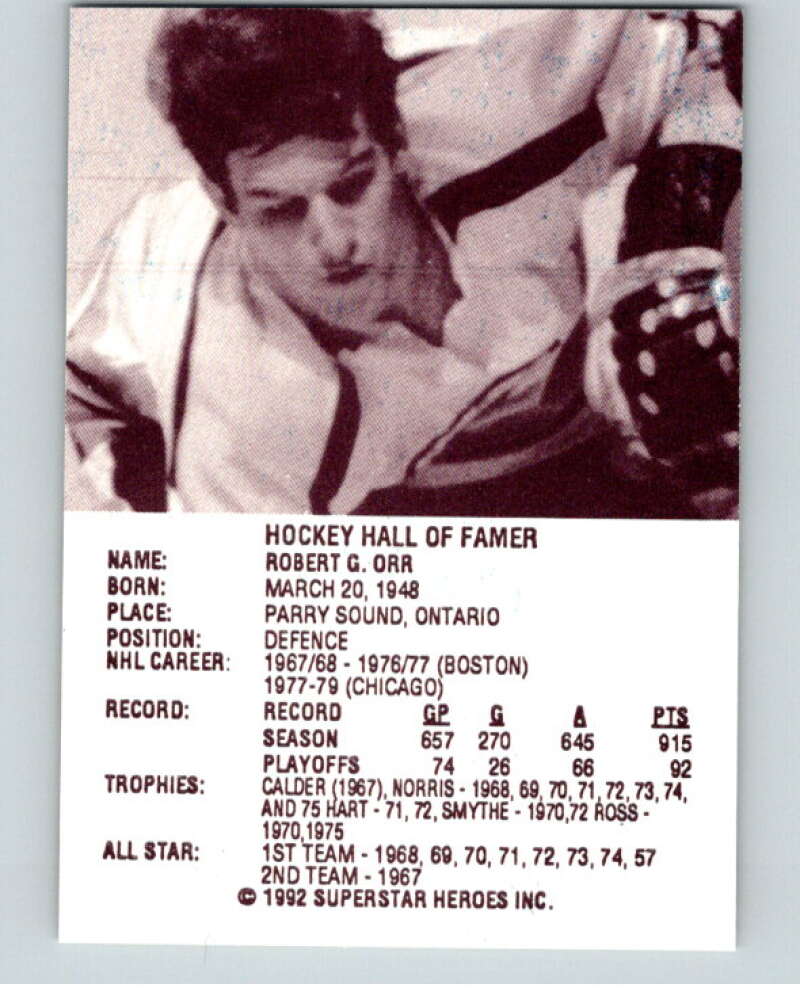 1992 Super Star Heroes Gold Foil Hall Of Fame Bobby Orr  V55288 Image 2