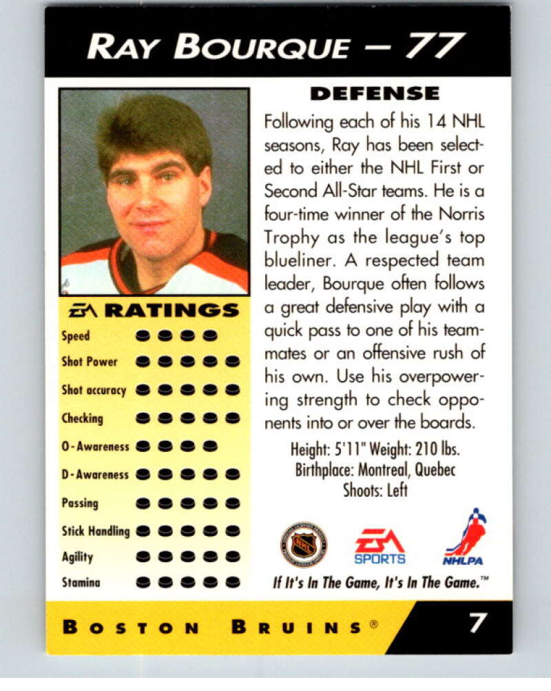 1994 EA Sports Hockey NHLPA '94 #7 Ray Bourque  V55113 Image 2