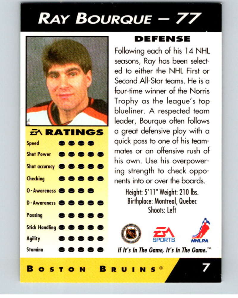 1994 EA Sports Hockey NHLPA '94 #7 Ray Bourque  V55115 Image 2