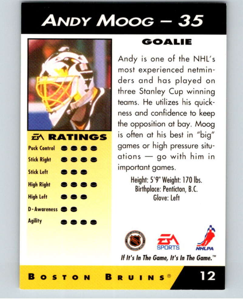 1994 EA Sports Hockey NHLPA '94 #12 Andy Moog  V55122 Image 2