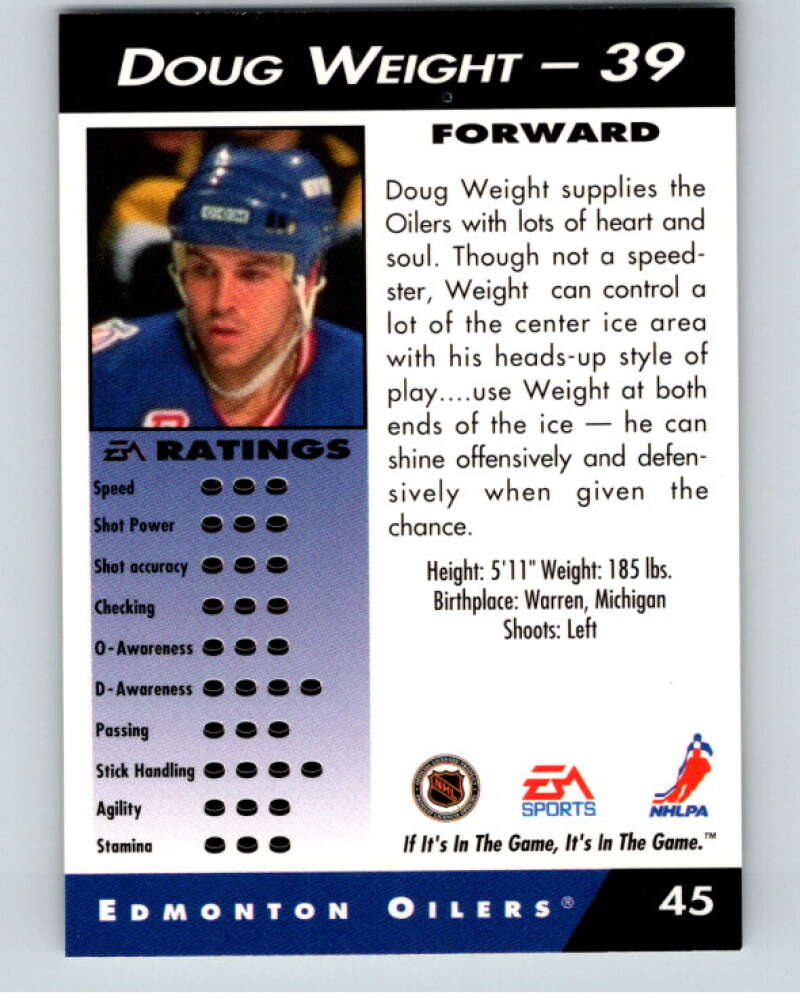 1994 EA Sports Hockey NHLPA '94 #45 Doug Weight  V55163 Image 2