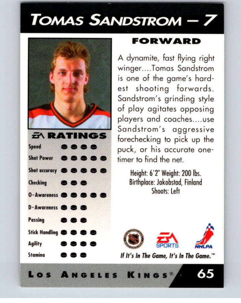 1994 EA Sports Hockey NHLPA '94 #65 Tomas Sandstrom  V55190 Image 2