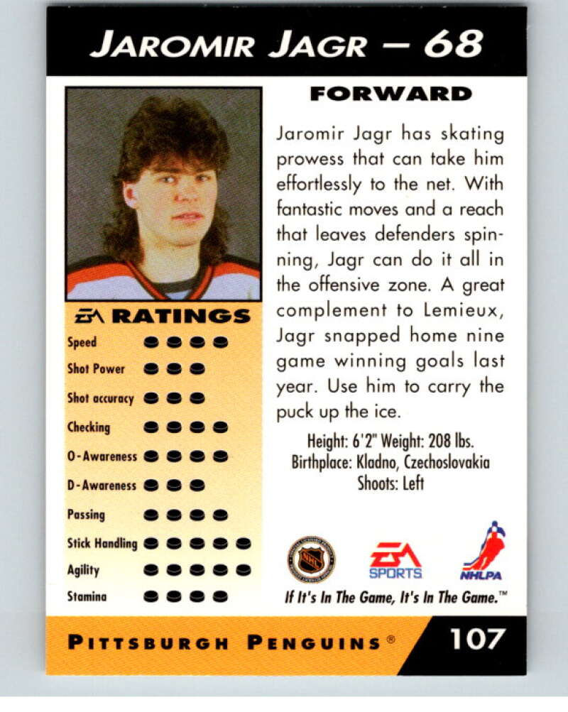 1994 EA Sports Hockey NHLPA '94 #107 Jaromir Jagr  V55226 Image 2