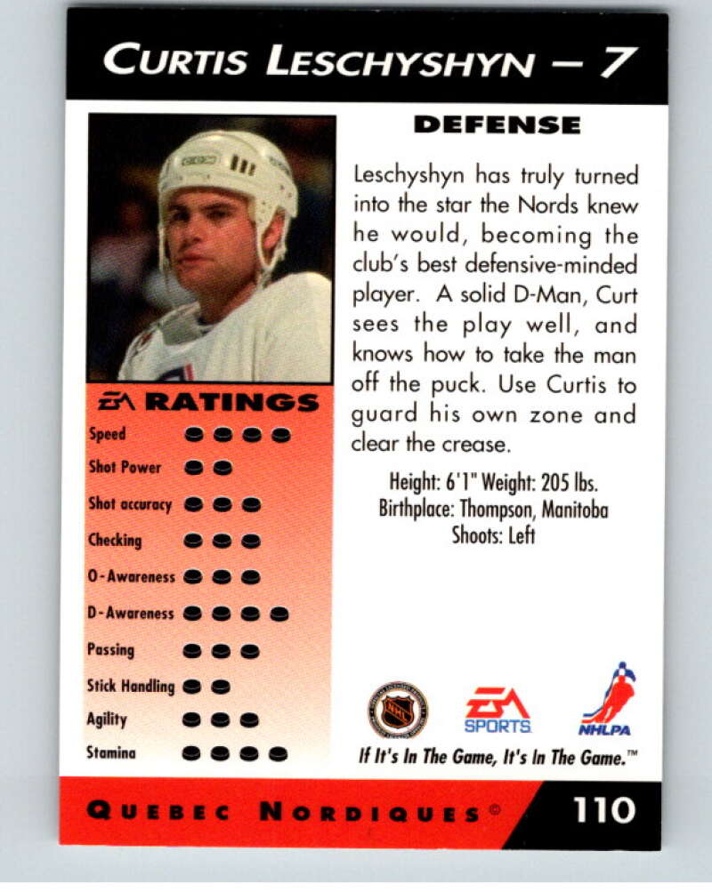 1994 EA Sports Hockey NHLPA '94 #110 Curtis leschyshyn  V55231 Image 2