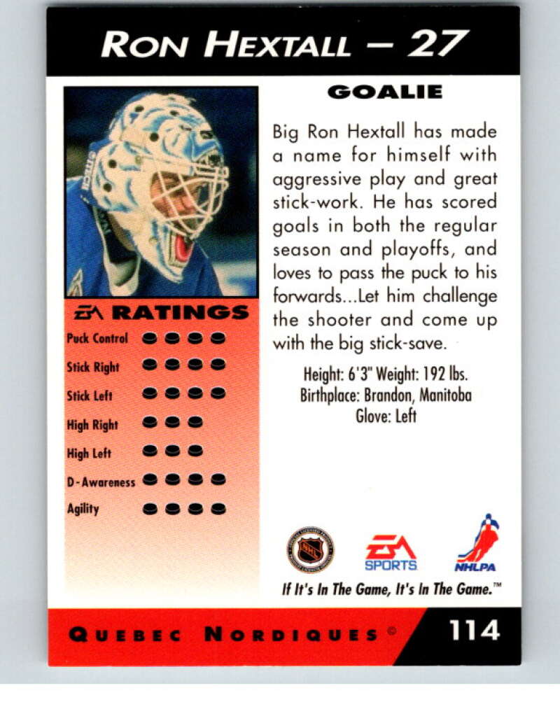 1994 EA Sports Hockey NHLPA '94 #114 Ron Hextall  V55238 Image 2
