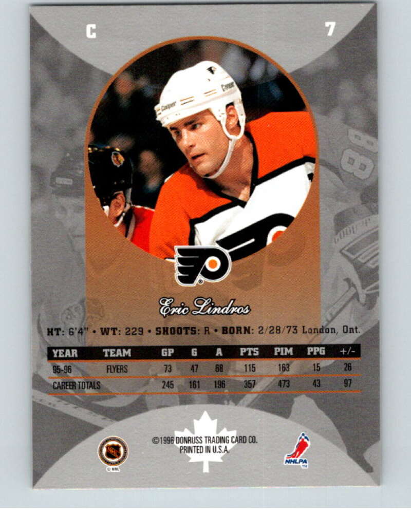1996-97 Donruss Canadian Ice #7 Eric Lindros  Philadelphia Flyers  V55295 Image 2