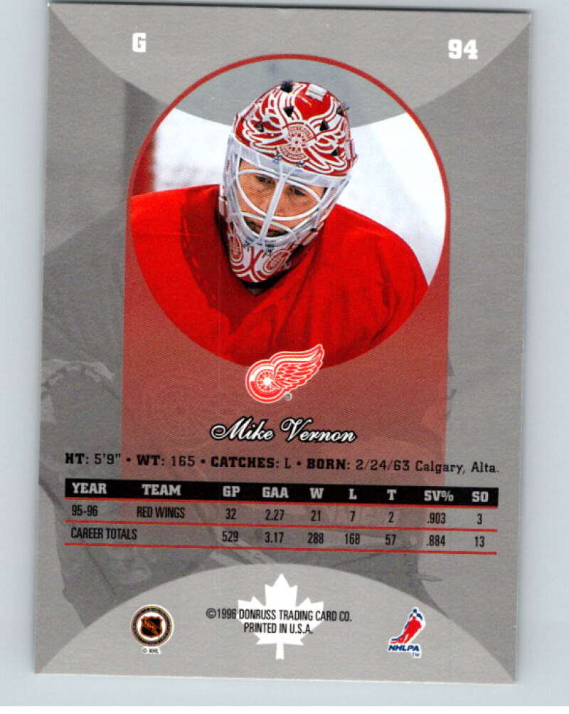 1996-97 Donruss Canadian Ice #94 Mike Vernon  Detroit Red Wings  V55382 Image 2