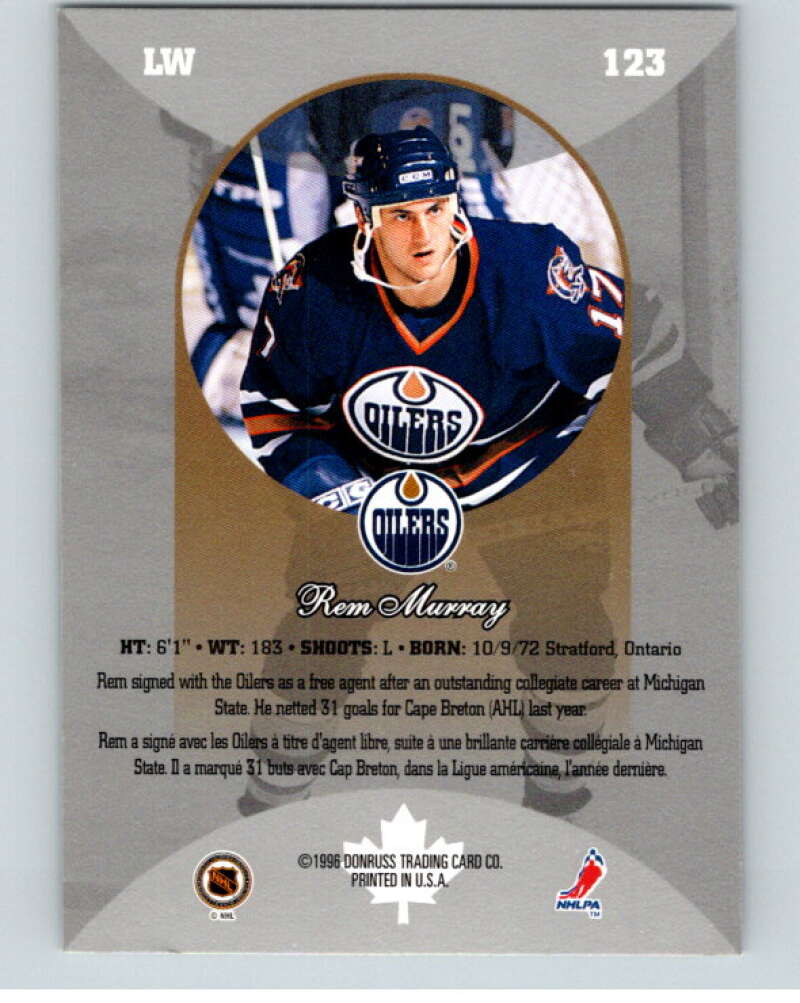 1996-97 Donruss Canadian Ice #123 Rem Murray  RC Rookie Edmonton Oilers  V55411 Image 2