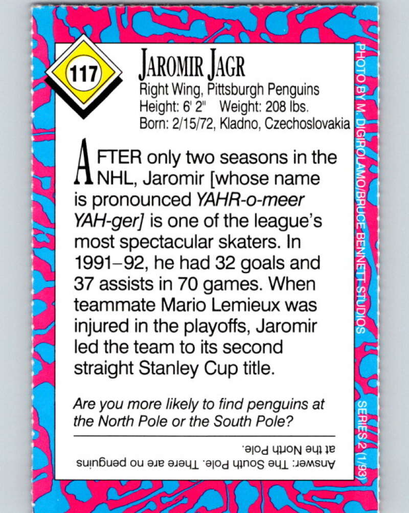 1993 Sports Illustrated for Kids II #117 Jaromir Jagr  Image 2