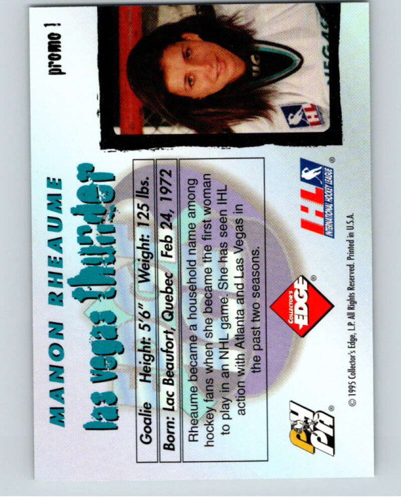 1996 Collector's Edge Ice Manon Rheaume Promo (Expo '95) Image 2