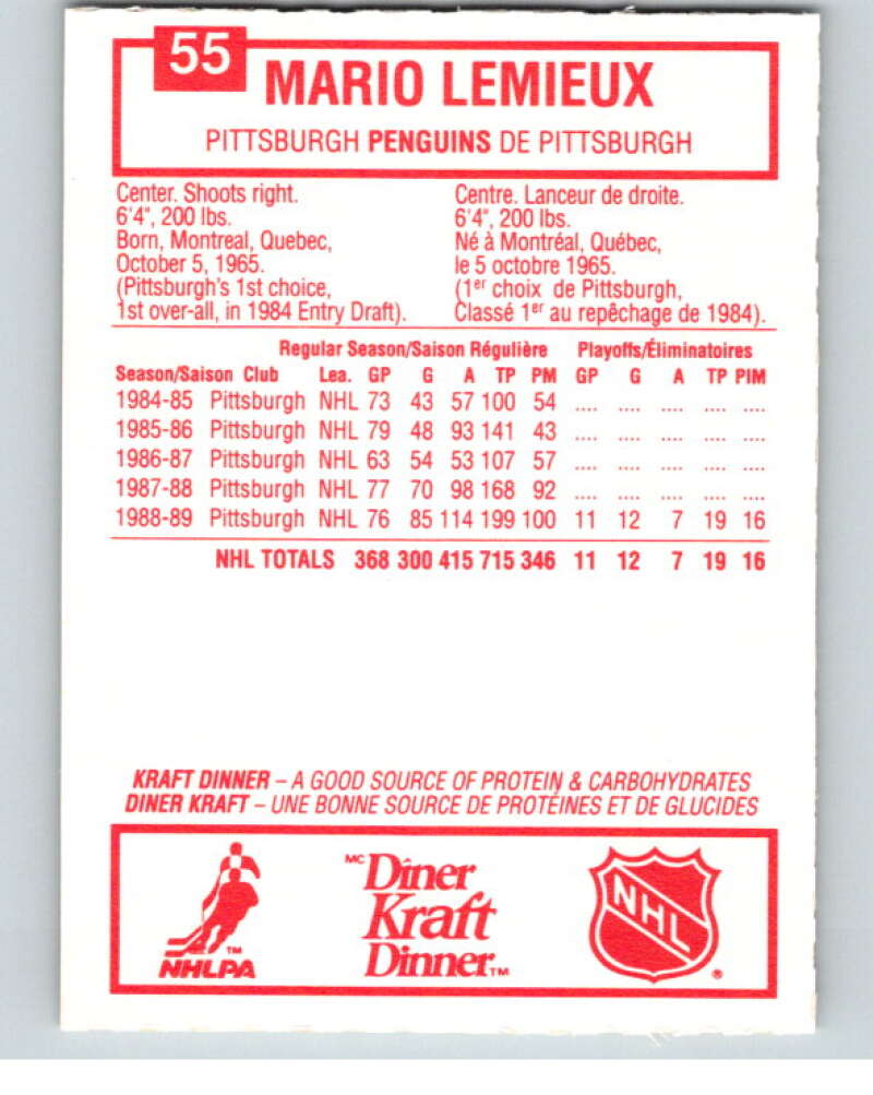 1989-90 Kraft #55 Mario Lemieux AS  Image 2