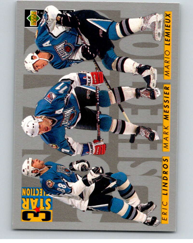 1996-97 Collector's Choice #335 Lemieux/Messier/Lindros  Image 1