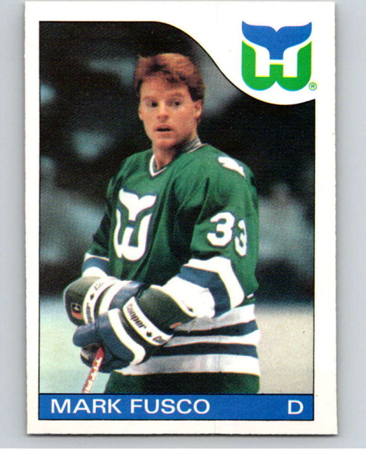 1985-86 O-Pee-Chee #74 Mark Fusco  RC Rookie Hartford Whalers  V56492 Image 1
