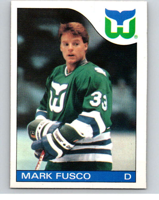 1985-86 O-Pee-Chee #74 Mark Fusco  RC Rookie Hartford Whalers  V56494 Image 1