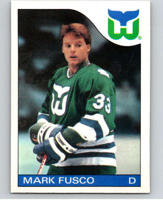 1985-86 O-Pee-Chee #74 Mark Fusco  RC Rookie Hartford Whalers  V56496 Image 1