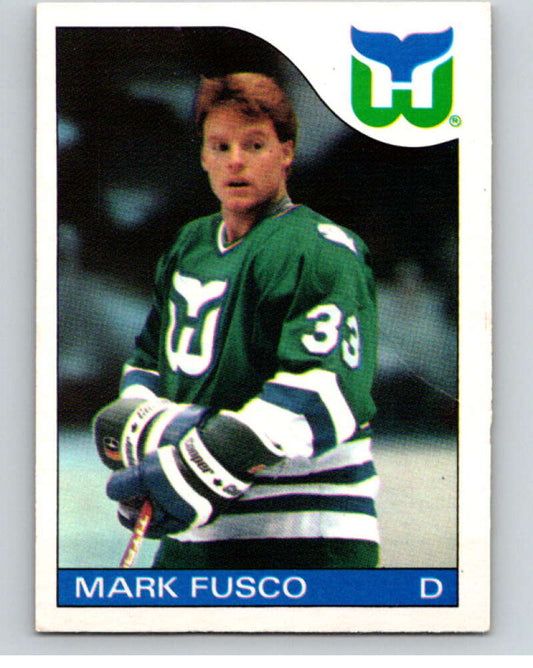 1985-86 O-Pee-Chee #74 Mark Fusco  RC Rookie Hartford Whalers  V56497 Image 1