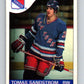 1985-86 O-Pee-Chee #123 Tomas Sandstrom RC Rookie Rangers  V56619 Image 1