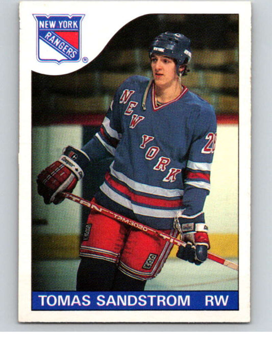 1985-86 O-Pee-Chee #123 Tomas Sandstrom RC Rookie Rangers  V56620 Image 1