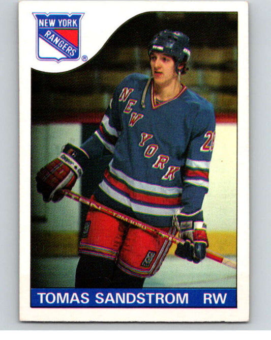 1985-86 O-Pee-Chee #123 Tomas Sandstrom RC Rookie Rangers  V56621 Image 1