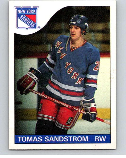 1985-86 O-Pee-Chee #123 Tomas Sandstrom RC Rookie Rangers  V56622 Image 1