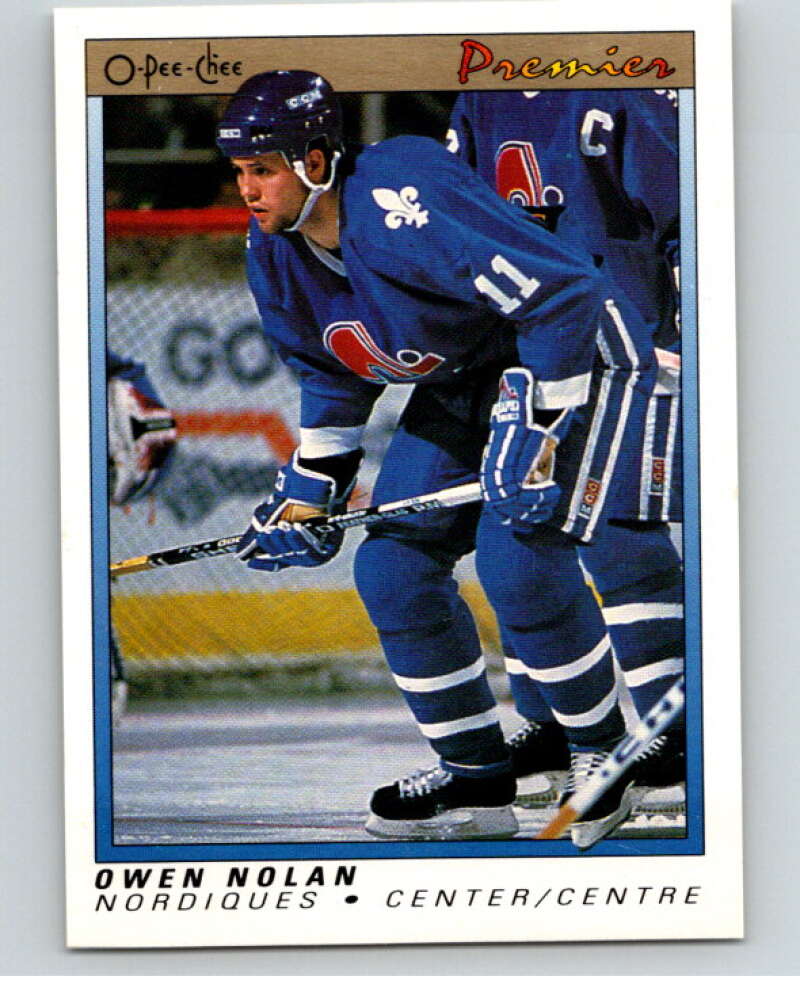 1990-91 OPC Premier #86 Owen Nolan  RC Rookie Nordiques  V57057 Image 1