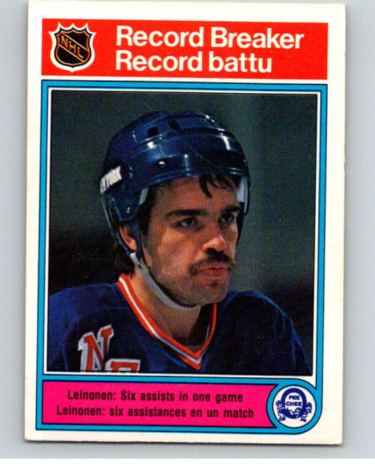 1982-83 O-Pee-Chee #4 Mikko Leinonen RB  RC Rookie Rangers  V57096 Image 1
