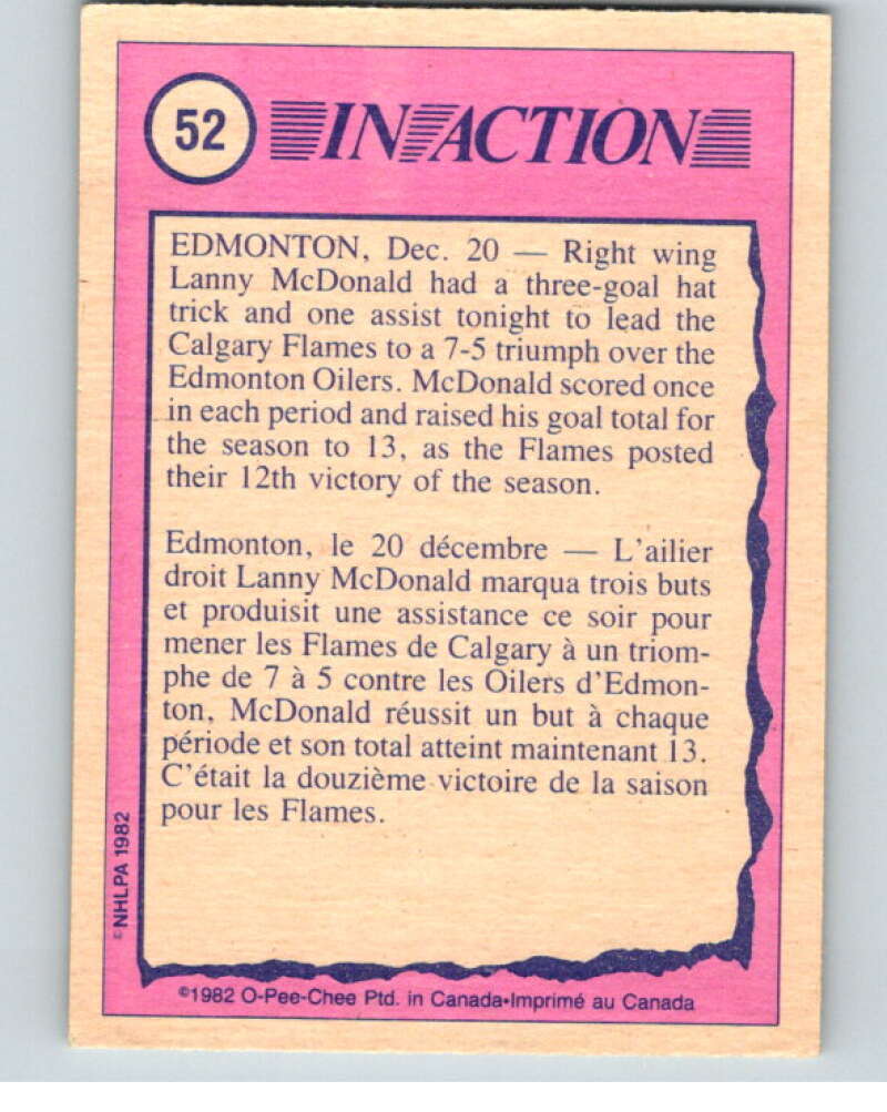 1982-83 O-Pee-Chee #52 Lanny McDonald IA  Calgary Flames  V57449 Image 2