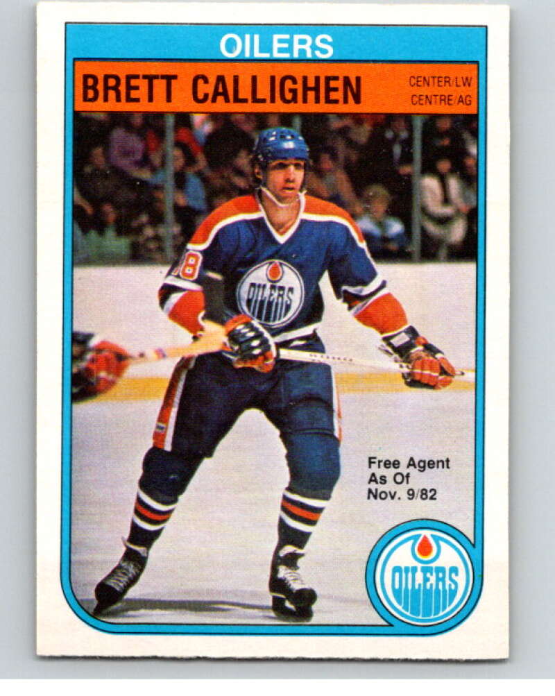 1982-83 O-Pee-Chee #103 Brett Callighen  RC Rookie Edmonton Oilers  V57828 Image 1