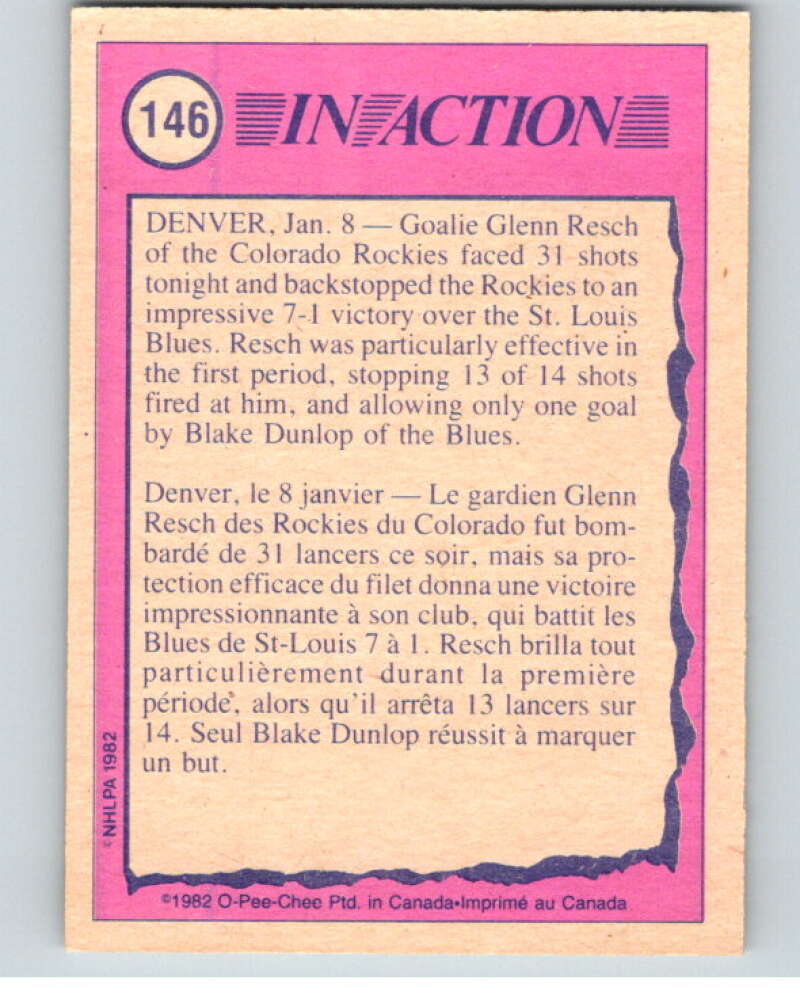 1982-83 O-Pee-Chee #146 Glenn Resch IA  New Jersey Devils  V58107 Image 2