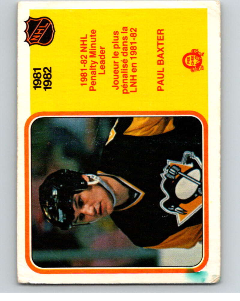 1982-83 O-Pee-Chee #238 Paul Baxter LL  Pittsburgh Penguins  V58735 Image 1